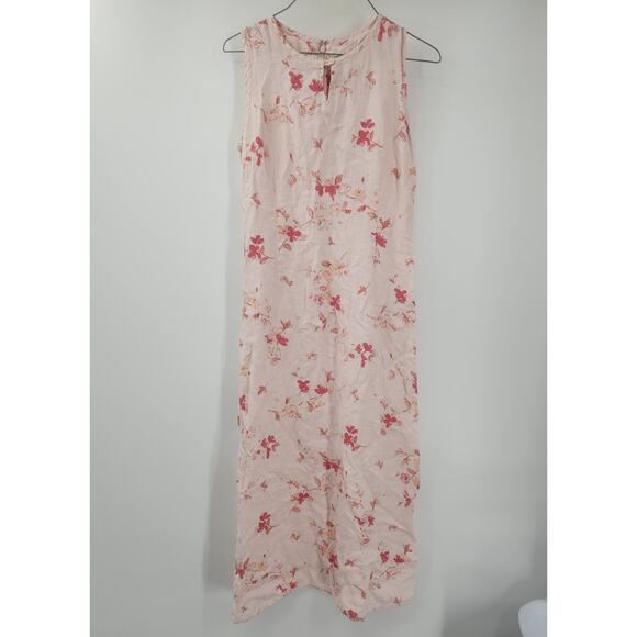 Liz Claiborne Dresses & Skirts - Liz Claiborne 100% Linen Sleeveless Floral Maxi Dress Womens Petite Size 4 P